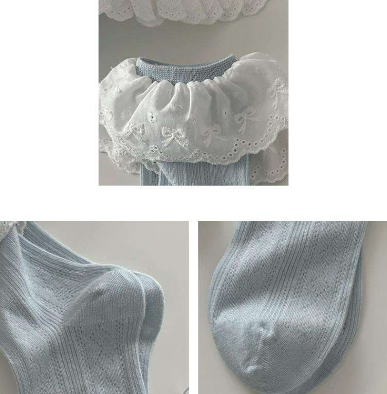 Korean Fashion Transparent Ruffle Thigh-High Socks Cute Bow Lace Socks Women