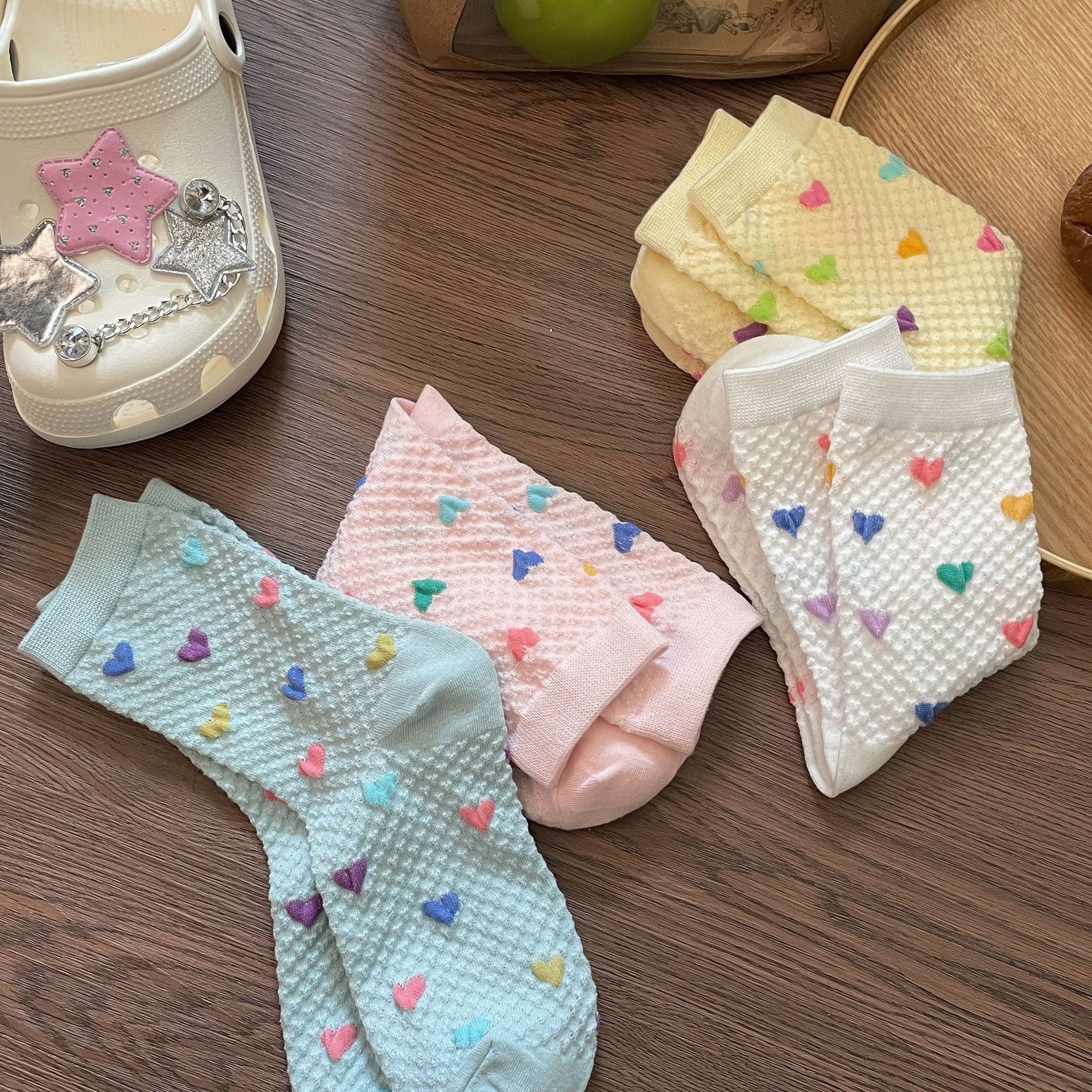 New Korean Style Love Heart Socks Soft Cotton Colorful Vivid Tone Women's Casual Socks