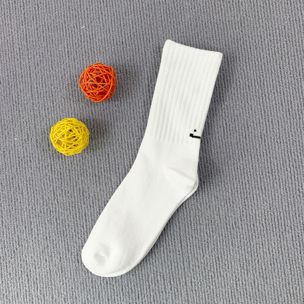 100% Cotton Casual Socks Solid Color Cartoon Face Print Anti-Bacterial Odor-Resistant Sweat-Absorbent Breathable