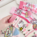 Trendy Cartoon Cat Women's Mid-Calf Socks Sweet Lovely Colorful Cotton School Anime Style Socks