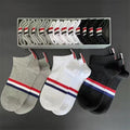 Premium Cotton Men's Ankle Socks Casual Knitted Funny Design Summer Breathable White Black