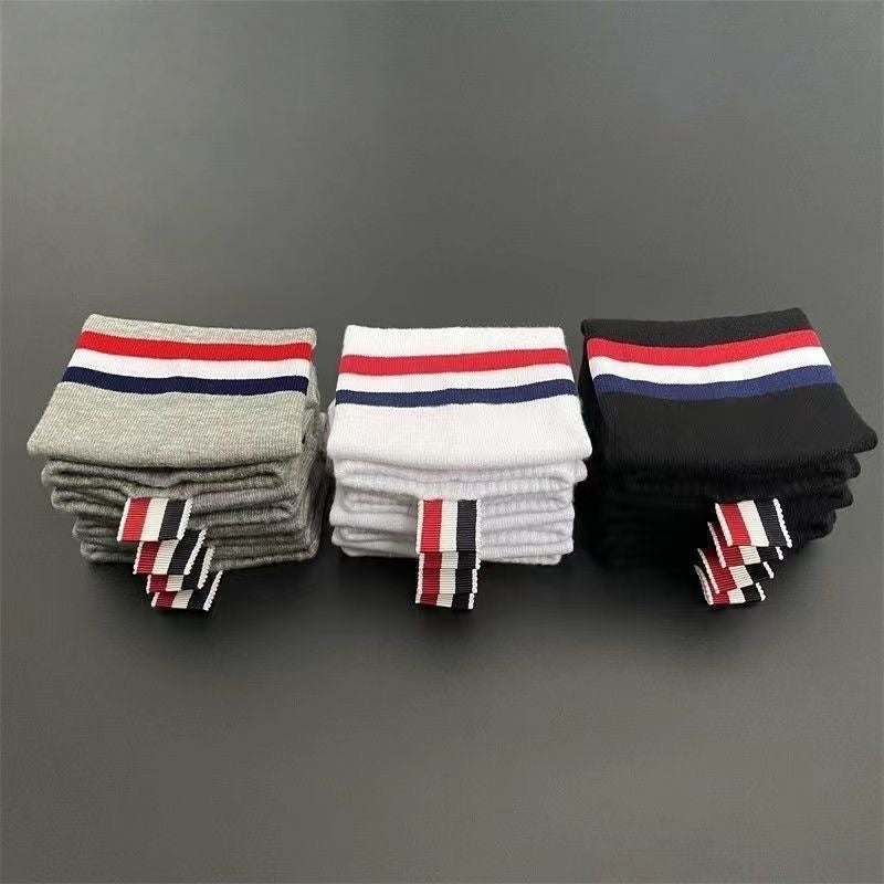 Premium Cotton Men's Ankle Socks Casual Knitted Funny Design Summer Breathable White Black