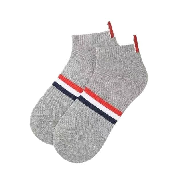 Premium Cotton Men's Ankle Socks Casual Knitted Funny Design Summer Breathable White Black