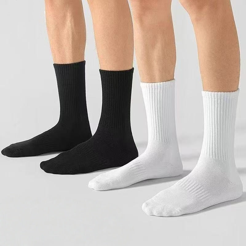 Autumn Winter Men's Mid-Calf Socks Casual Sweat-Absorbent Boneless Seam Single Needle Knit Socks