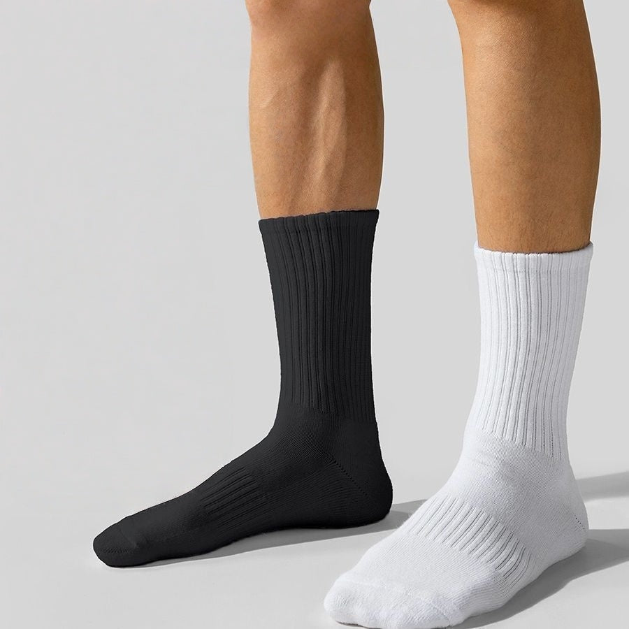 Autumn Winter Men's Mid-Calf Socks Casual Sweat-Absorbent Boneless Seam Single Needle Knit Socks