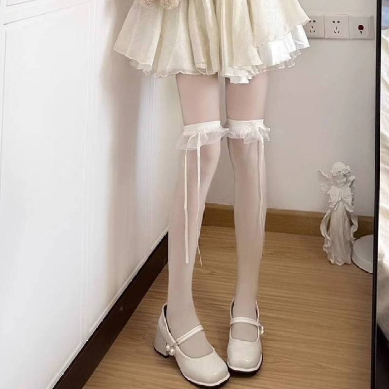 Women's Vintage Polka Dot Sheer Socks Transparent Glass Silk Summer Mid-Calf Ankle Socks Colorful